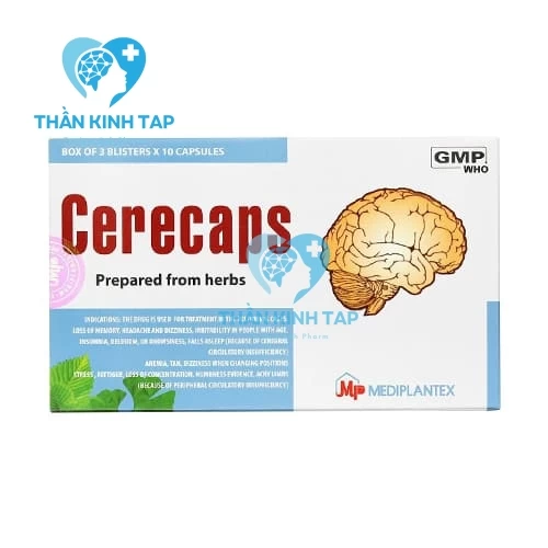 Cerecaps - Thuốc điều trị suy giảm trí nhớ, đau đầu, hoa mắt chóng mặt
