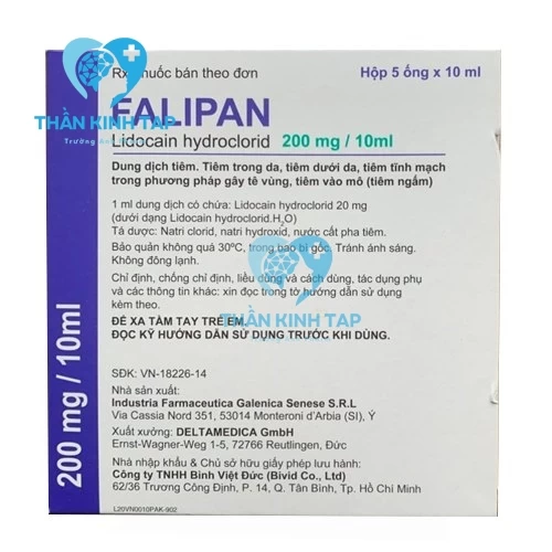 Falipan - Thuốc gây tê bề mặt, gây tê tiêm ngấm của Ý