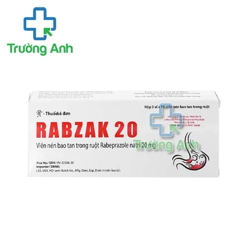 Rabzak 20 - Thuốc điều trị viêm loét dạ dày hiệu quả